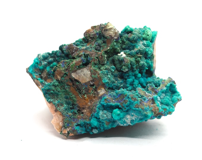 Malachite fluorite chrysocolla barite 60mm x 50mm (120 grams)