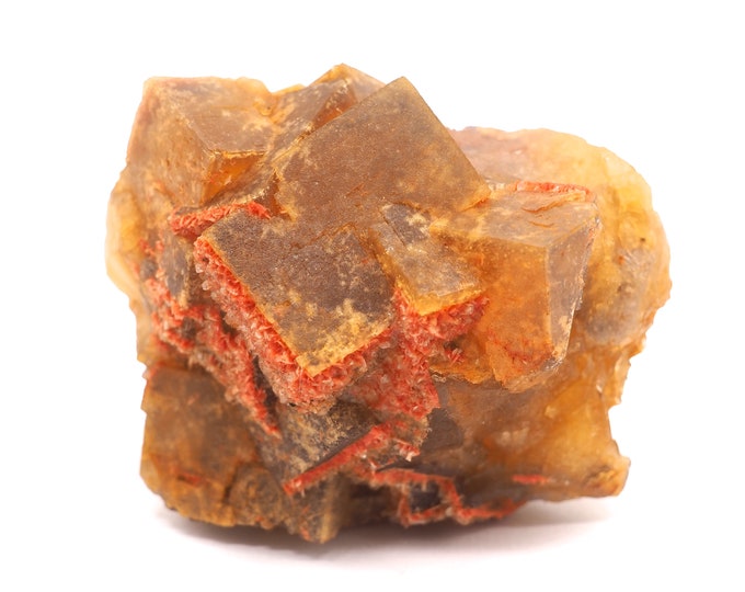 Fluorite with barite 75mm x 70mm (409 grams) Ethically sourced and fair trade mineral.
