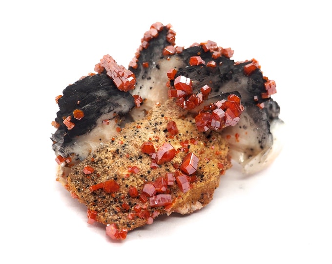 Vanadinite on baryte 50 mm x 40 mm (53 grams)