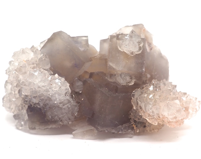 Fluorite with quartz 70mm x 40mm (118 grams) Ethically sourced and fair trade mineral.