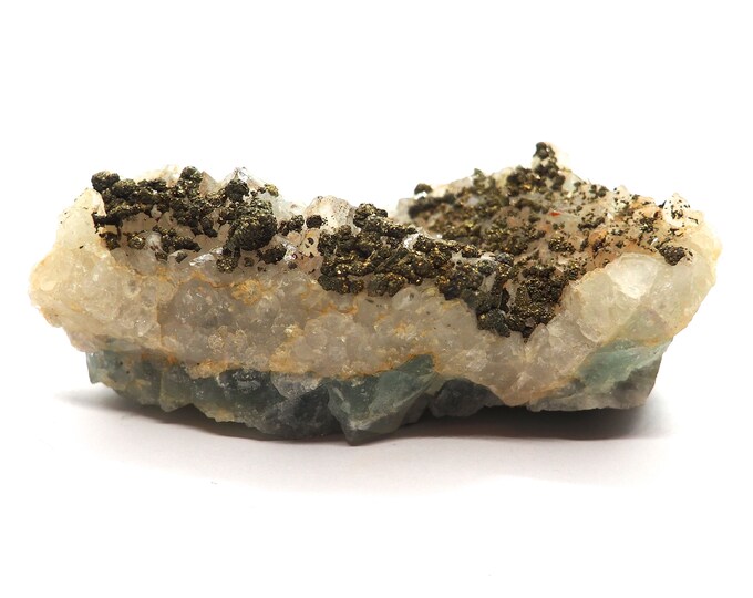 Fluorite with Pyrite and quartz 110 mm x 60 mm (374 grams)