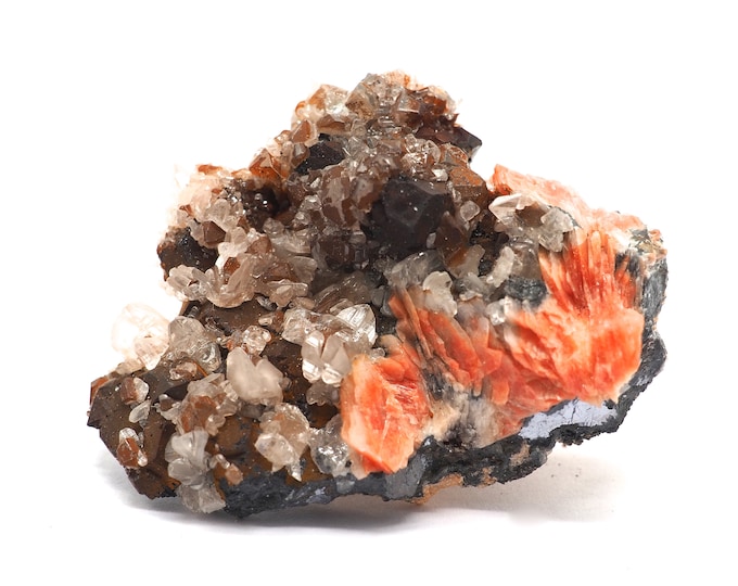 Cerussite Barite Galenite 65mm x 45mm - 85 grams. Ethically sourced and fair trade mineral. Good quality. Special colours.