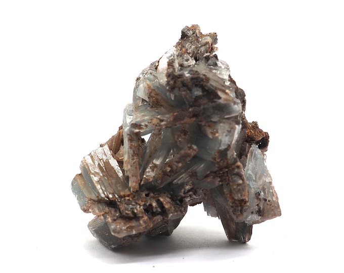 Clear blue barite 50mm x 45mm (54 grams). Ethically sourced and fair trade mineral. Excellent quality, straight from the miner.