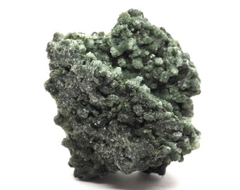 May include: A cluster of green apophyllite crystals, with a rough, textured surface. The crystals are a light green color and have a slightly translucent appearance.