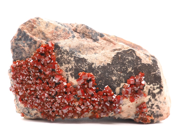 Vanadinite 90mm x 60mm (233 grams). Ethically sourced and fair trade mineral.