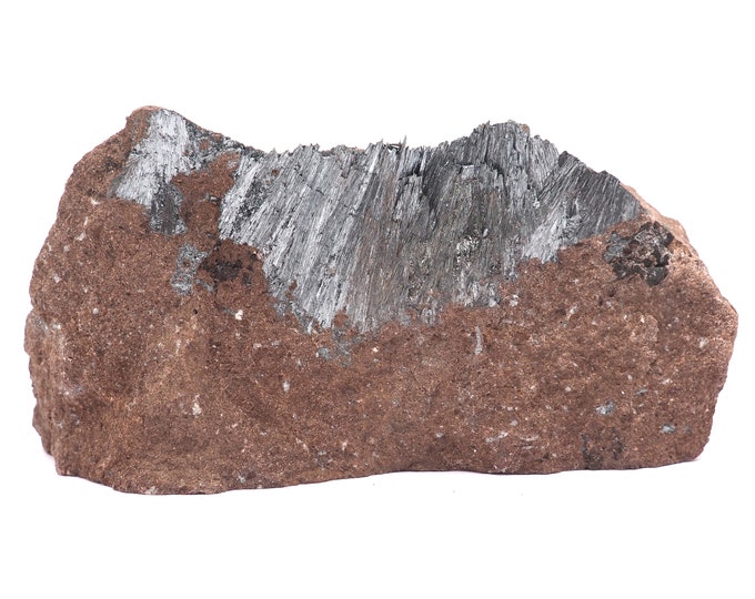 Stibine (Pyrolusite stibnite) 130mm x 70mm (445 grams). Ethically sourced and fair trade mineral.