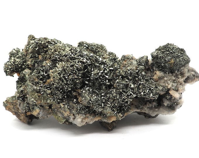 Pyrite on rock crystal 130mm x 60mm (401 grams)