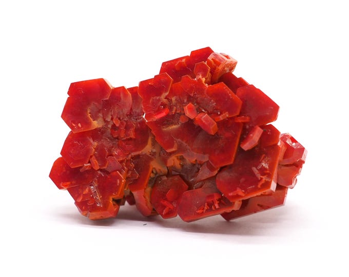 Pure Vanadinite 50mm x 35mm (52gram). Pure red Vanadinite. Special find. Ethically sourced fair trade mineral. Morocco Mibladen.