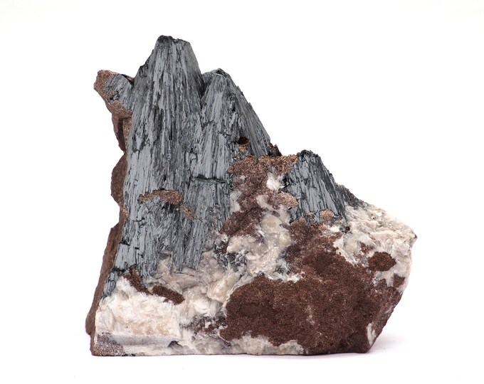 Stibine (Pyrolusite stibnite) 80mm x 80mm (232 grams). Ethically sourced and fair trade mineral.