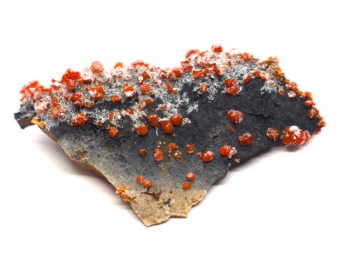 Vanadinite crystals and quartz granules 75 mm x 45 mm (41 grams)