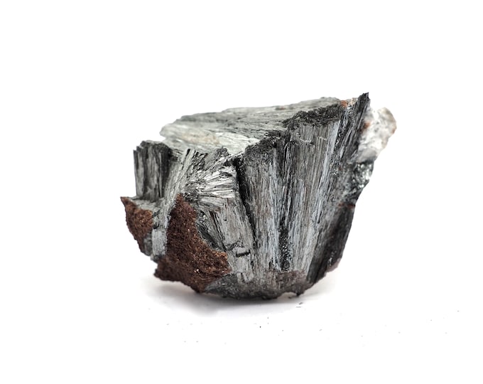 Stibine (Pyrolusite stibnite) 40mm x 30mm (33 grams). Pure Stibine. Silver grey. Point. Fair trade crystal minerals. Ethically sourced.