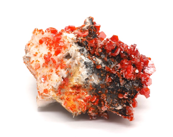 Vanadinite on Barite 55mm x 50mm (105 grams) Ethically sourced and fair trade mineral.