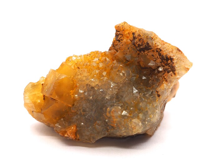 Yellow fluorite with calcite 60mm x 40mm (75gram)