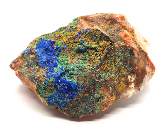 Azurite with malachite on quartz 100mm x 70mm (366 grams)