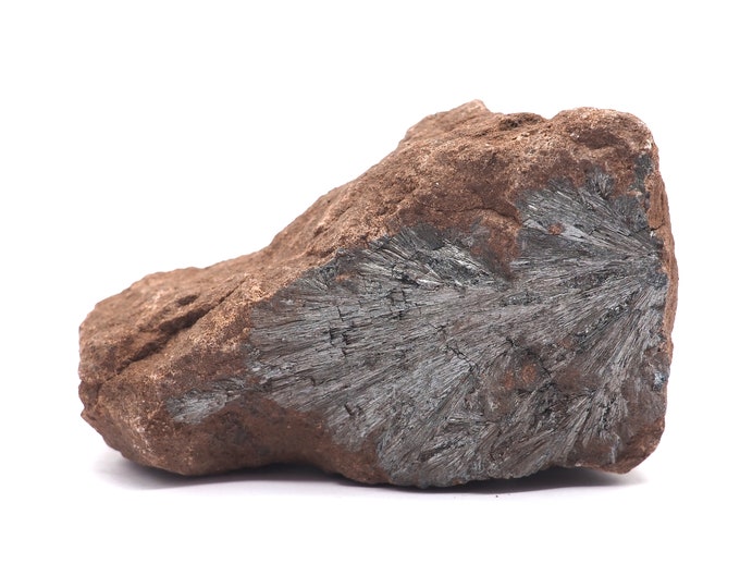 Stibine (Pyrolusite stibnite) 85mm x 55mm (257 grams). Ethically sourced and fair trade mineral.