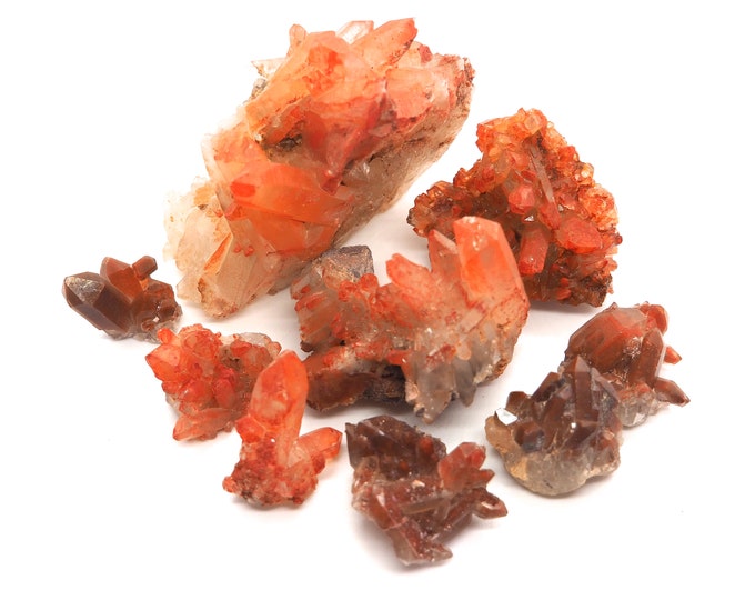Rock crystal clusters red