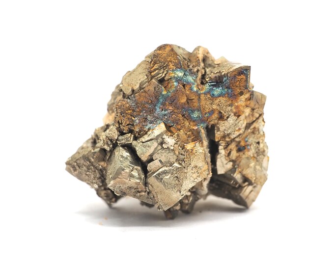 Pyrite with quartz 30mm x 30mm (31 grams). Pure pyrite cubes from Morocco. Fair trade crystals and minerals.