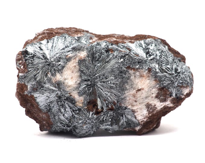 Stibine (Pyrolusite stibnite) 75mm x 45mm (150gram) Good quality. Fair trade and ethically sourced. Direct from the miner. Pure energy