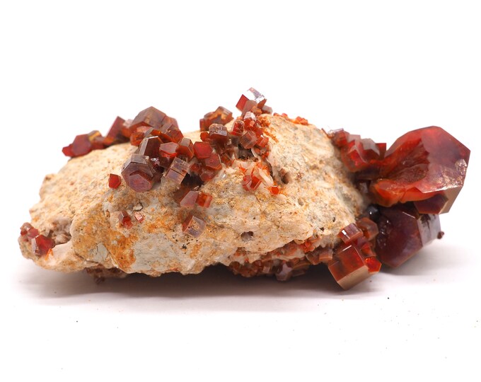 Vanadinite 90mm x 40mm (190 grams). Pure Vanadinite bunches. Ethically sourced and fair trade mineral. Rare, special unique find!!