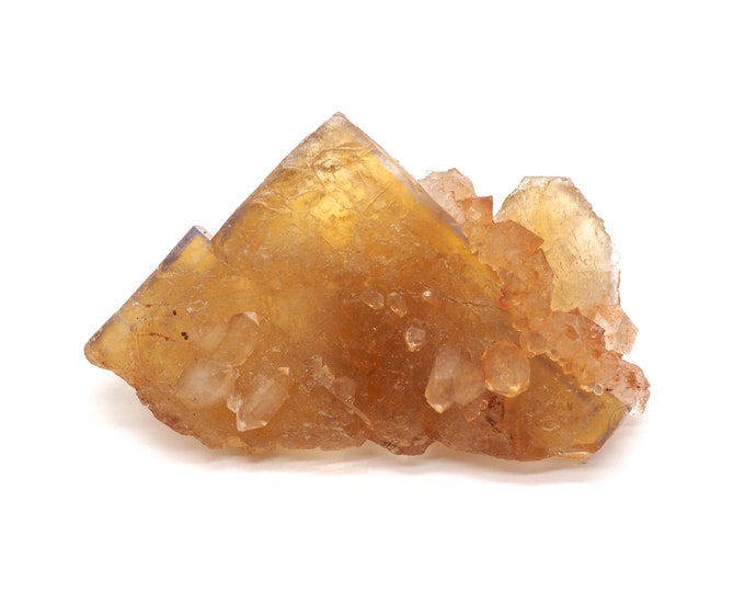 Fluorite with quartz 60mm x 35mm (44 grams). Ethically sourced and fair trade mineral.