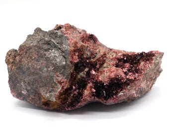 Erythrite rosalite 115 mm x 80 mm (721 grams). Beautiful quality and rare find. Ethically sourced and fair trade. Purple crystals.