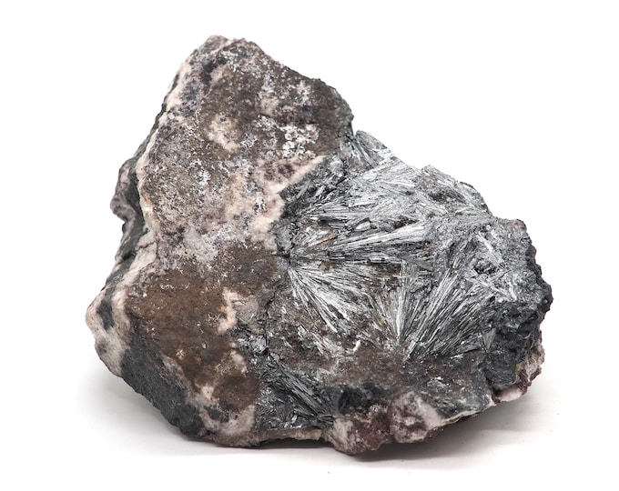 Stibine (Pyrolusite stibnite) 100mm x 70mm (434 grams) Fair trade crystals and minerals. Ethically sourced.