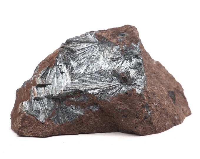 Stibine (Pyrolusite stibnite) 100mm x 55mm (257 grams) Fair trade crystals and minerals. Ethically sourced.