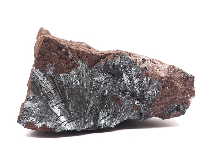 Stibine (Pyrolusite stibnite) 65mm x 35mm (95gram). Good quality. Fair trade and ethically sourced. Direct from the miner. Pure energy