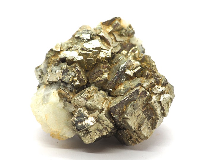 Pyrite with quartz 80mm x 75mm (411 grams) Ethically sourced and fair trade mineral.