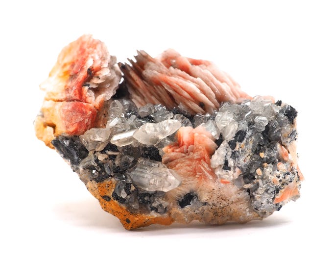 Cerussite Barite Galenite 60mm x 35mm - 100gram. Ethically sourced and fair trade mineral from Morocco. Pure energy. Colorful.