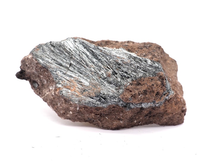 Stibine (Pyrolusite stibnite) 80mm x 40mm (108 grams). Ethically sourced and fair trade mineral.