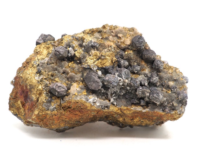 Galenite Pyrite Quartz 90mm x 45mm (283 grams). Fair trade crystals and minerals. Ethically sourced.