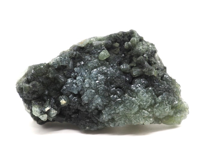 Prehnite Epidote 90mm x 50mm (161 grams). Ethically sourced and fair trade mineral.