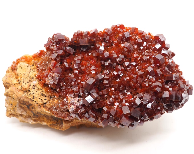 Vanadinite 150mm x 80mm (682 grams). Vanadinite crystals on matrix. Ethically sourced and fair trade mineral.