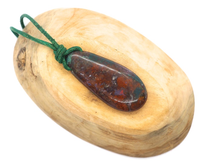 Handmade Jasper leather necklace with matching clasp.