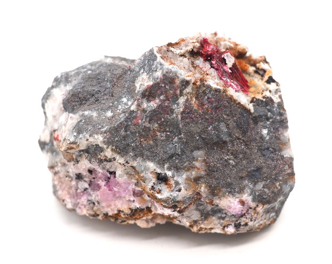 Erythrite cobalto calcite 60mm x 45mm (213 grams). Ethically sourced and fair trade mineral.