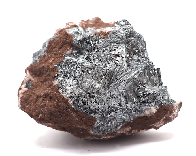 Stibine (Pyrolusite stibnite) 70mm x 60mm (249 grams). Fair trade crystals and minerals. Ethically sourced.