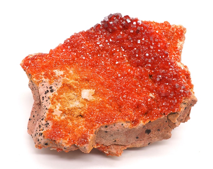 Vanadinite 80mm x 65mm (168 grams). Buy fair trade crystals and minerals. Ethically sourced.