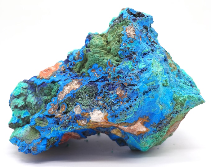 Malachite azurite quartz 155mm x 105mm (1376 gr). Large piece! Various colorful minerals in 1. Fair trade and ethically sourced.