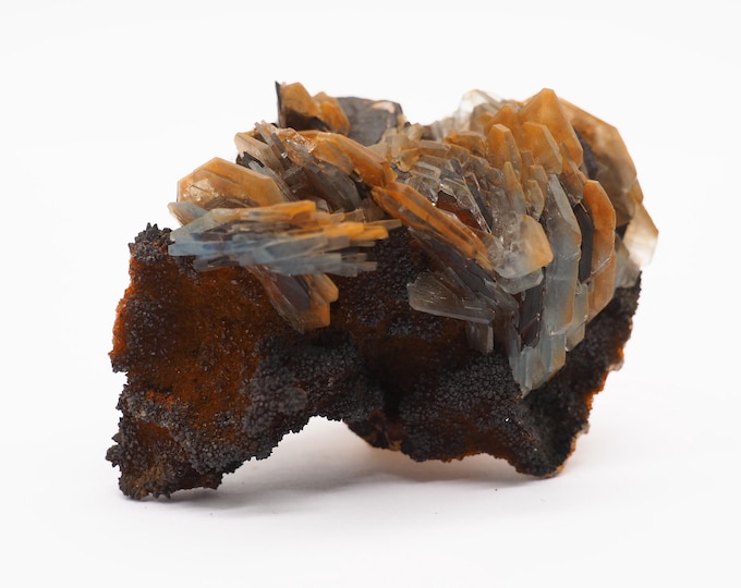 Clear blue barite 75mm x 50mm (82 grams). Nice find. Ethically sourced fair trade mineral. Excellent quality, direct from the miner.