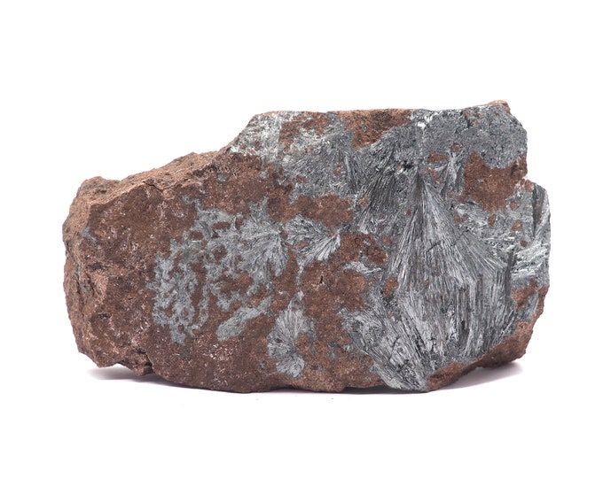 Stibine (Pyrolusite stibnite) 105mm x 55mm (243 grams). Ethically sourced and fair trade mineral.