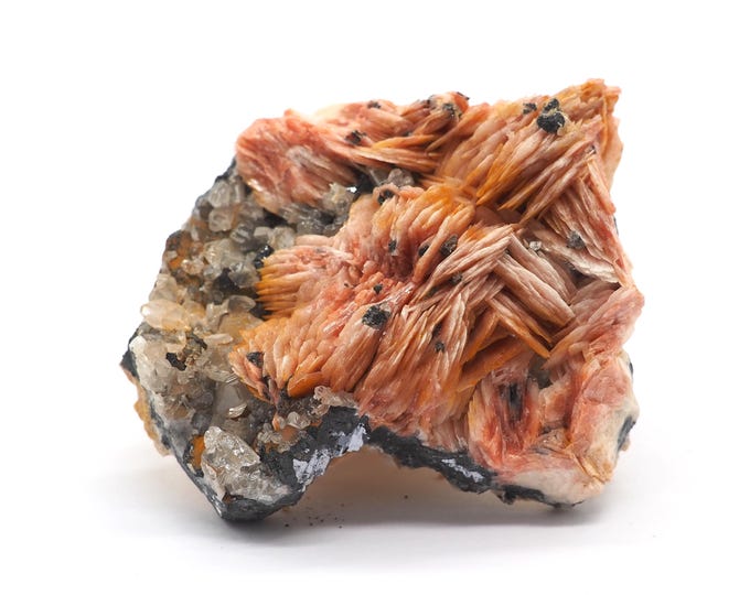 Cerussite Barite Galenite 70mm x 50mm - 229gram. Ethically sourced and fair trade mineral from Morocco. Pure energy. Colorful.