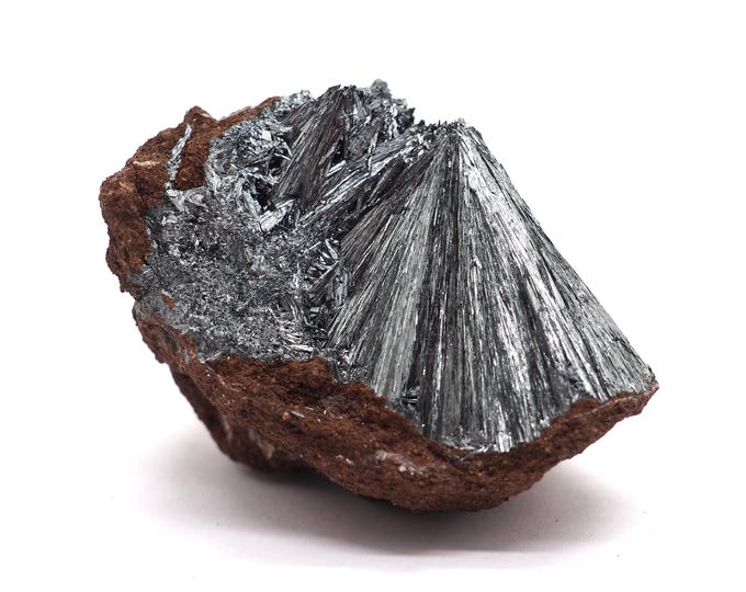 Stibine (Pyrolusite stibnite) 55mm x 35mm (79 grams) Good quality. Fair trade and ethically sourced. Direct from the miner. Pure energy