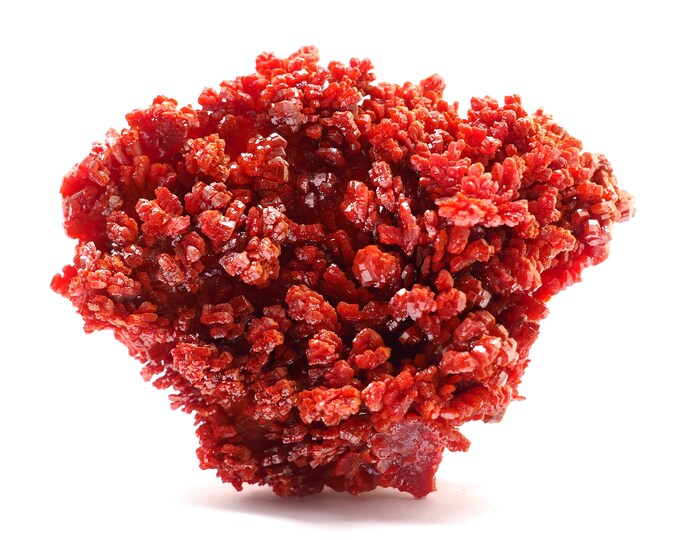 Pure Vanadinite 80mm x 60mm 133 grams. Extraordinary rare find! Beautiful quality. Pure, clean. Ethically sourced fair trade mineral.