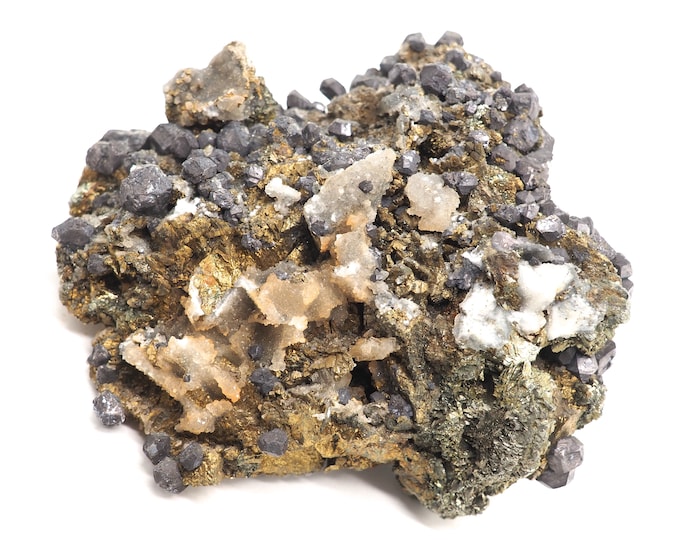 Galenite Pyrite Quartz 110mm x 100mm (851 grams). Fair trade crystals and minerals. Ethically sourced.