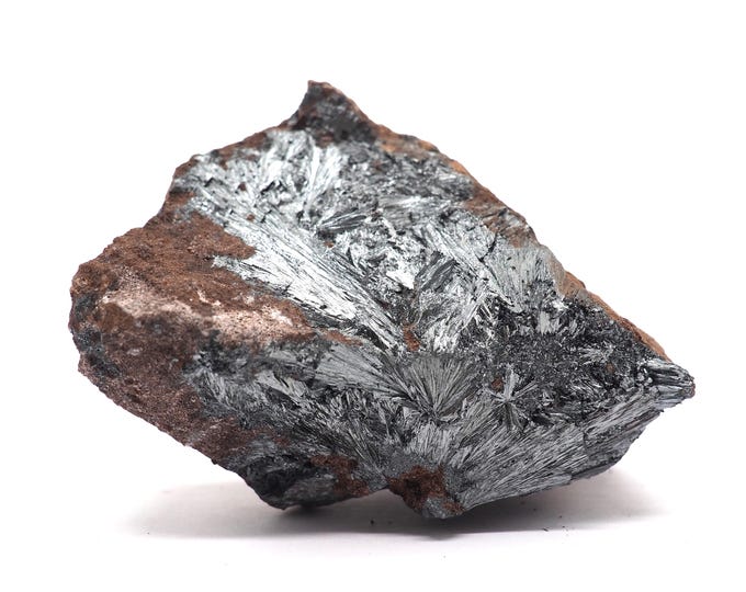 Stibine (Pyrolusite stibnite) 75mm x 45mm (142gram) Good quality. Fair trade and ethically sourced. Direct from the miner. Pure energy