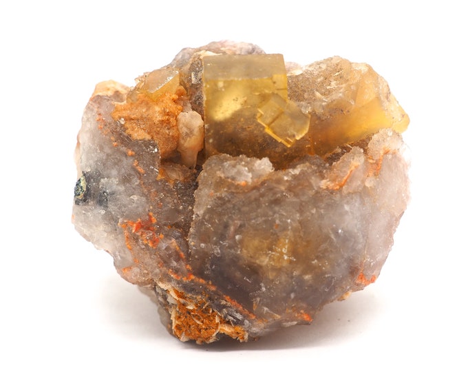 Fluorite with quartz 60mm x 50mm (182 grams) Ethically sourced and fair trade mineral.