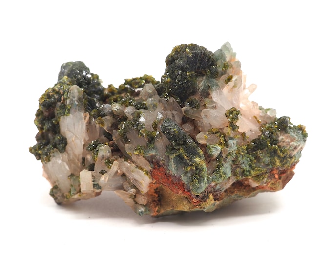 Epidote with quartz 80mm x 50mm (190 grams). Ethically sourced and fair trade mineral.