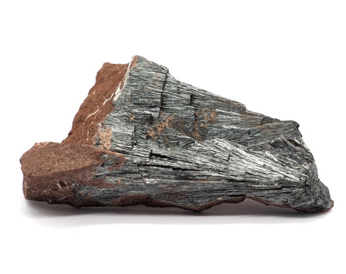 Stibine (Pyrolusite stibnite) 110mm x 70mm (205 grams). Ethically sourced and fair trade mineral.