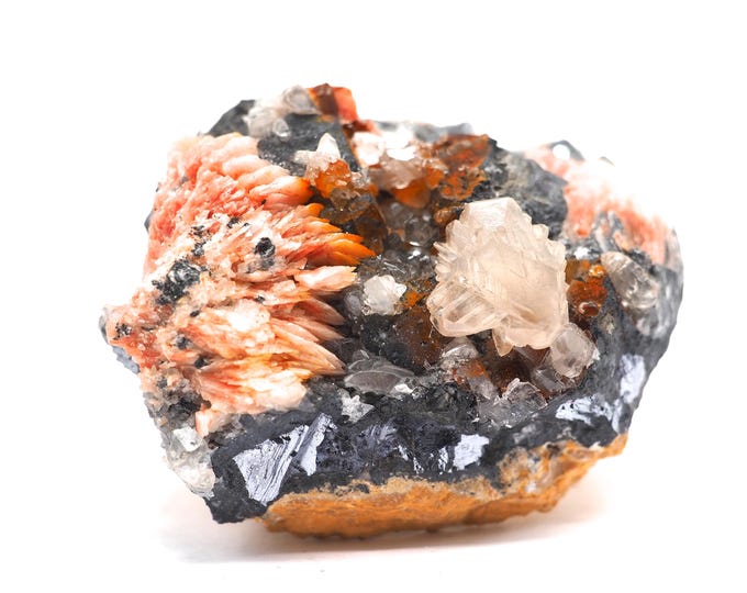 Cerussite Barite Galenite 45mm x 40mm - 117 grams. Ethically sourced and fair trade mineral from Morocco. Pure energy. Colorful.